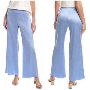 New Vince High-waist Textured Satin Wide Leg Pant in Blue Size L